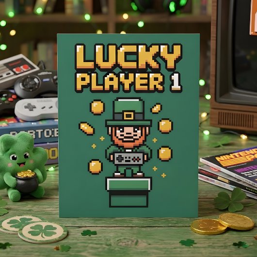 Funny St Patrick Days Gamer Pixel シーズンカード