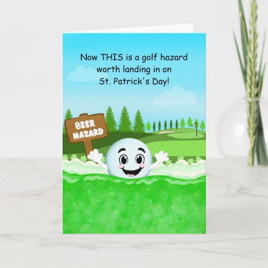 Funny St. Patrick’s Day Golf with Golf Ball Beer  カード (正面)