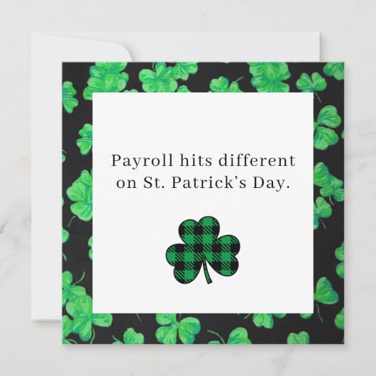 Funny St Patrick’s Day Payroll Card for Coworkers シーズンカード (正面)