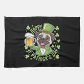 Funny St. Patrick’s Day Pug with Beer Mug キッチンタオル (横)