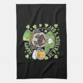 Funny St. Patrick’s Day Pug with Beer Mug キッチンタオル (縦)