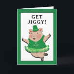 funny St. Patrick's Day カード<br><div class="desc">Cute pig getting jiggy design including an original rhyme</div>