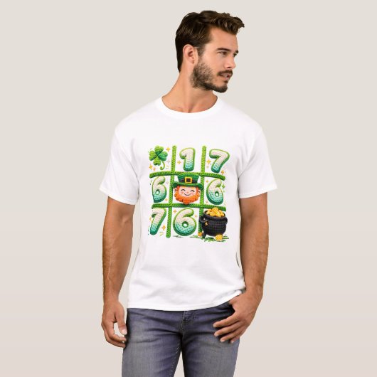 Funny St Patricks Day 6 7 Heart Tic Tac Toe Tシャツ (正面フル)