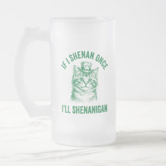 Funny St. Patrick's Day Cat Shenanigan Pun Retro フロストグラスビールジョッキ