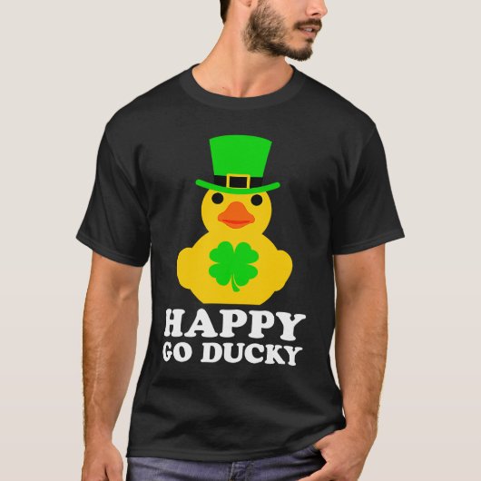 Funny St Patrick's Day Cool Rubber Duck Hat Four L Tシャツ (正面)