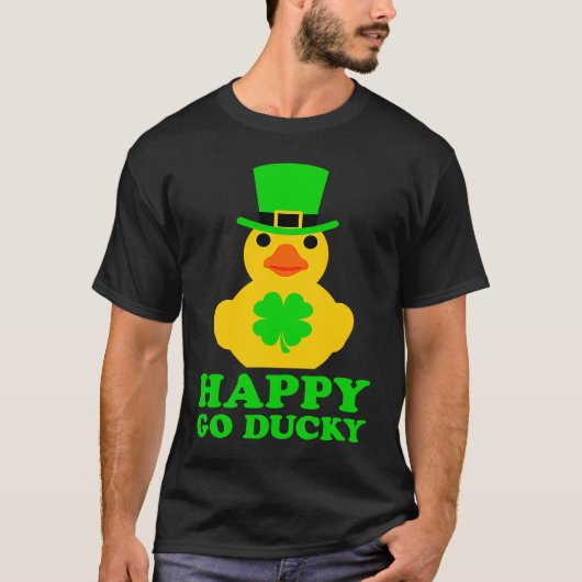 Funny St Patrick's Day Cool Rubber Duck Hat Four L Tシャツ (正面)