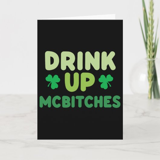 Funny St Patricks Day Drink Up Mces Irish Green Cl カード (正面)