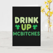 Funny St Patricks Day Drink Up Mces Irish Green Cl カード (黄色い花)