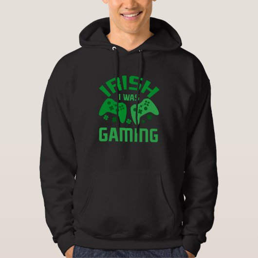 Funny St Patricks Day Gaming Irish I Was Gaming Fo パーカ (正面)