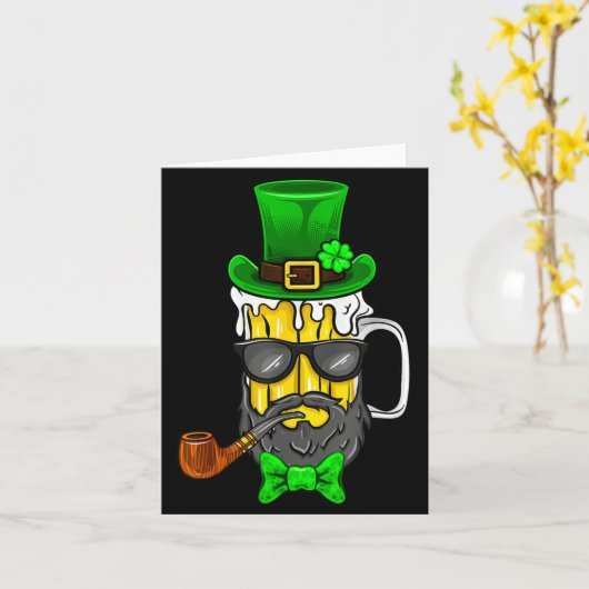Funny St Patricks Day Gift Leprechaun Beer Beard G カード (黄色い花)
