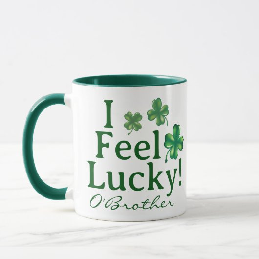 Funny St. Patrick's Day I Feel Lucky Clover Trio マグカップ (左)