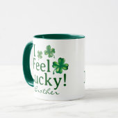 Funny St. Patrick's Day I Feel Lucky Clover Trio マグカップ (正面左)
