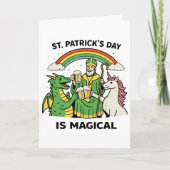 Funny St Patricks Day Magical Dragon Unicorn Beer  カード (正面)