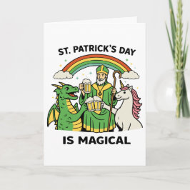Funny St Patricks Day Magical Dragon Unicorn Beer カード