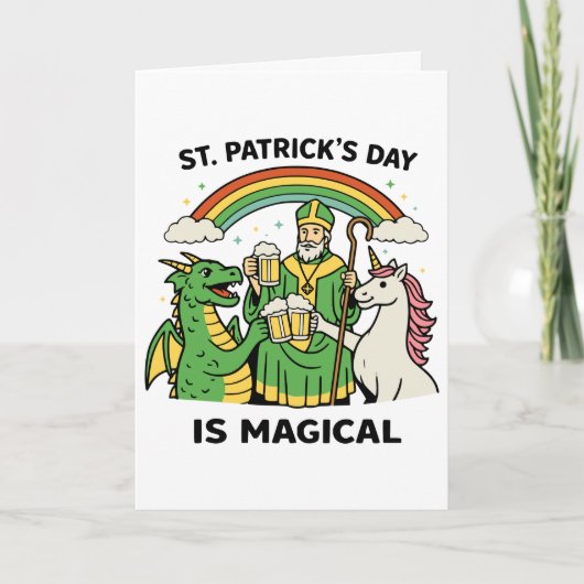 Funny St Patricks Day Magical Dragon Unicorn Beer  カード (正面)