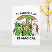 Funny St Patricks Day Magical Dragon Unicorn Beer  カード (黄色い花)