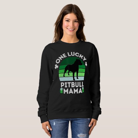 Funny St Patrick's Day One Lucky Pitbull Mama Pitb スウェットシャツ (正面フル)