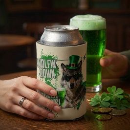 Funny St. Patrick's Day Wolf Can Cooler 缶クーラー