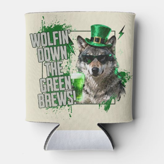 Funny St. Patrick's Day Wolf Can Cooler 缶クーラー (正面)