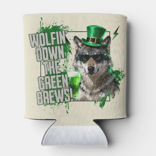 Funny St. Patrick's Day Wolf Can Cooler 缶クーラー (裏面)