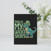 Funny st patricks holiday leprechaun trex dinosaur シーズンポストカード (スタンド正面)
