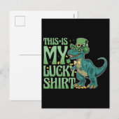 Funny st patricks holiday leprechaun trex dinosaur シーズンポストカード (正面/裏面)