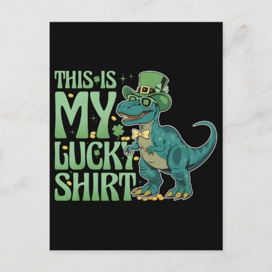 Funny st patricks holiday leprechaun trex dinosaur シーズンポストカード (正面)
