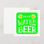 funny st patricks save water drink beer 招待状 (正面/裏面)
