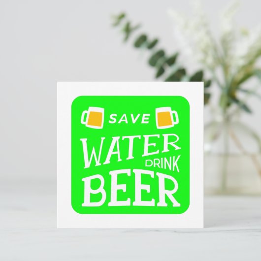 funny st patricks save water drink beer 招待状 (スタンド正面)