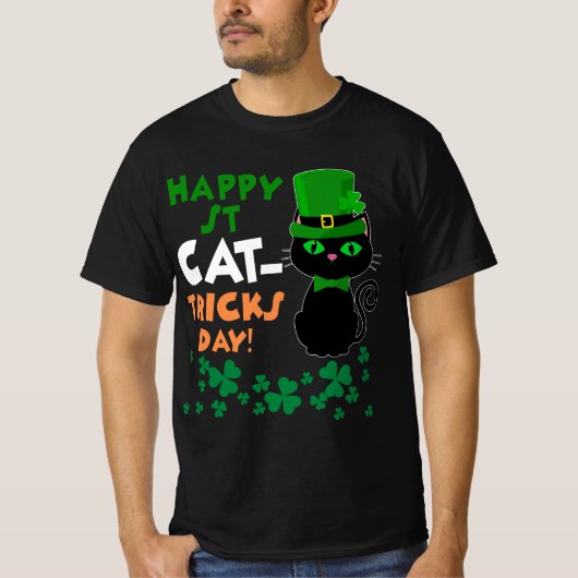Funny St Pat's Paddy Patrick Day's Happy St Cat Tr Tシャツ (正面)