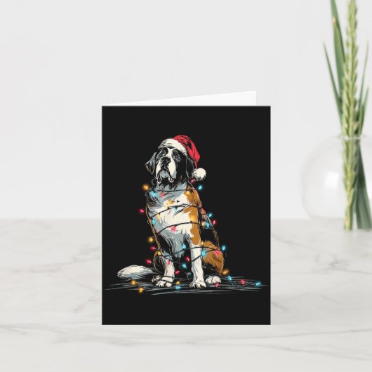 Funny St. Saint Bernard Christmas Graphics Dog Lig カード (正面)