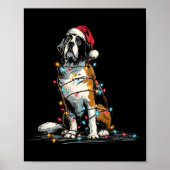 Funny St. Saint Bernard Christmas Graphics Dog Lig ポスター (正面)