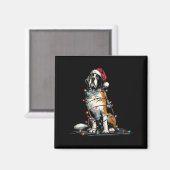 Funny St. Saint Bernard Christmas Graphics Dog Lig マグネット (正面/裏面)