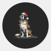 Funny St. Saint Bernard Christmas Graphics Dog Lig ラウンドシール (正面)