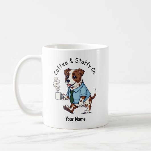 Funny Staffordshire Bull Terrier Suit Coffee  コーヒーマグカップ (左)