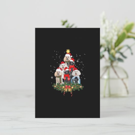Funny Standard Poodle Dog Christmas Tree Premium 招待状 (スタンド正面)