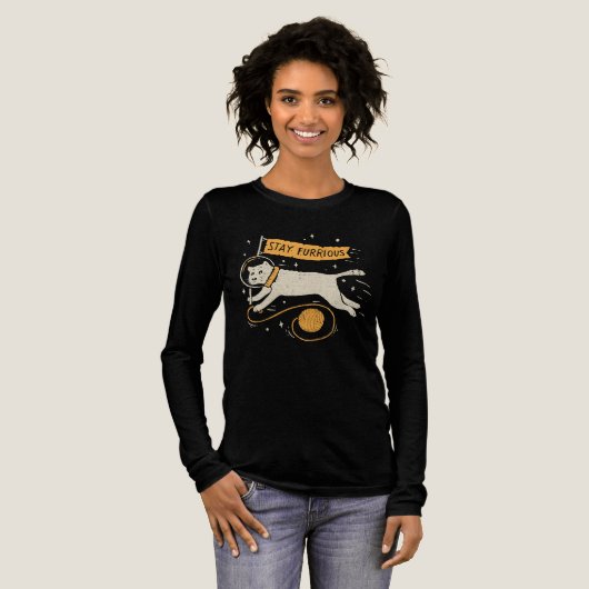 Funny Stay Furrious Cat Astronaut Space Pet Wool  トライブレンドＴシャツ (正面全体)