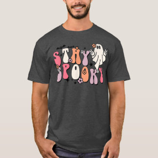 Funny Stay Spooky Vibes Retro Floral Ghost Hippie  Tシャツ