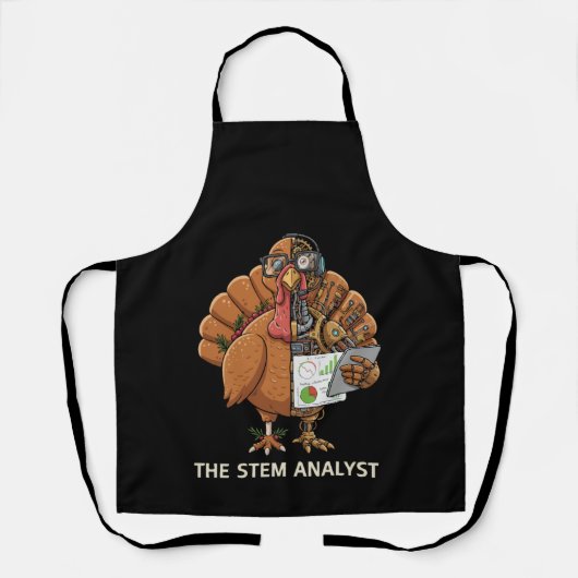 Funny STEM Analyst Robot Turkey Thanksgiving Gift エプロン (正面)