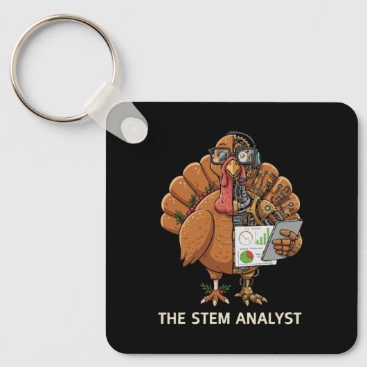  Funny STEM Analyst Robot Turkey Thanksgiving Gift キーホルダー (正面)