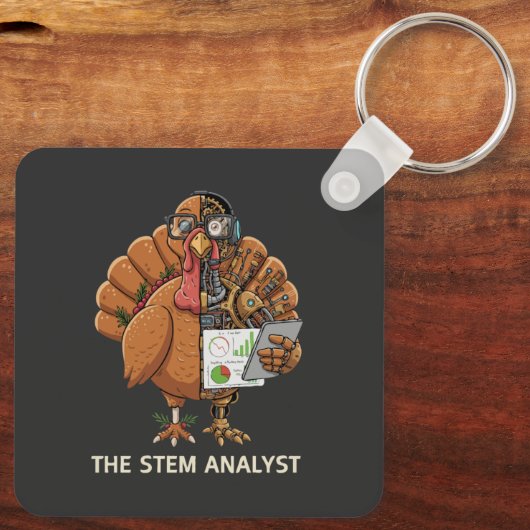 Funny STEM Analyst Robot Turkey Thanksgiving Gift キーホルダー (裏面)