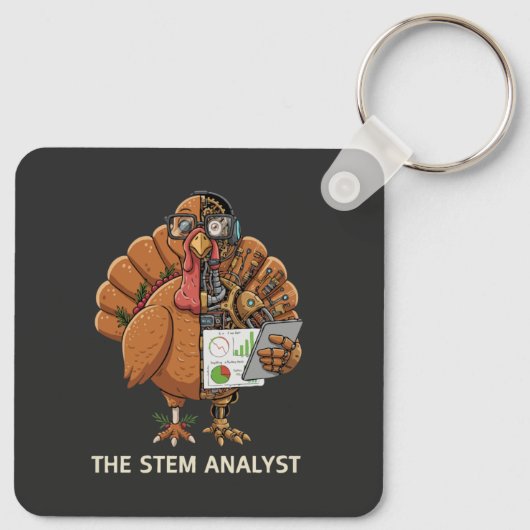  Funny STEM Analyst Robot Turkey Thanksgiving Gift キーホルダー (裏面)