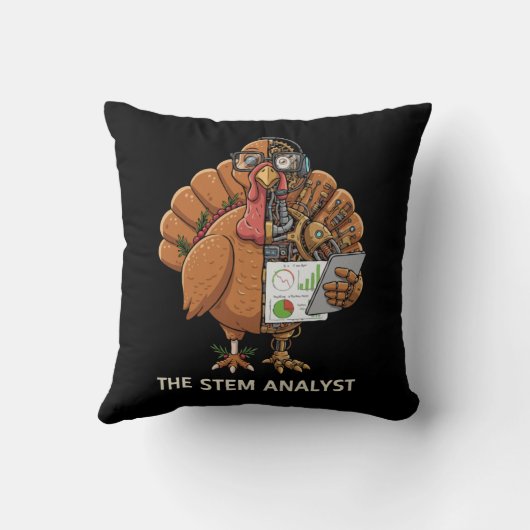  Funny STEM Analyst Robot Turkey Thanksgiving Gift クッション (裏面)