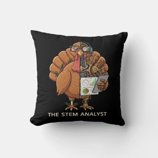  Funny STEM Analyst Robot Turkey Thanksgiving Gift クッション (正面)