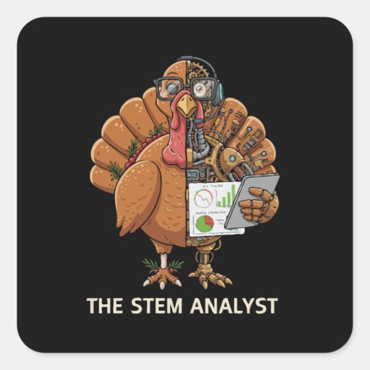  Funny STEM Analyst Robot Turkey Thanksgiving Gift スクエアシール (正面)