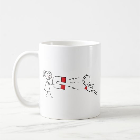 Funny Stick Figure Love Magnet Coffee Mug コーヒーマグカップ (左)