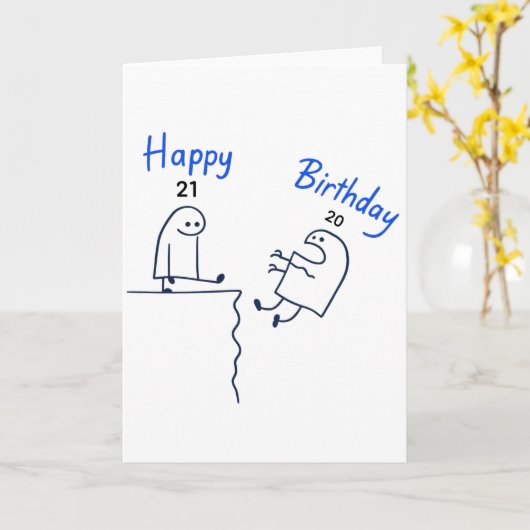 Funny Stick Figure Meme Birthday |Customizable Age カード (黄色い花)