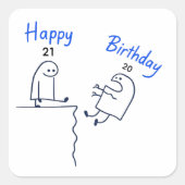Funny Stick Figure Meme Birthday |Customizable Age スクエアシール (正面)