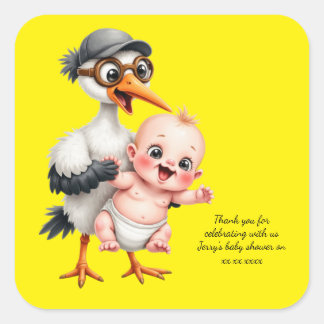 Funny sticker baby shower adjustable  スクエアシール