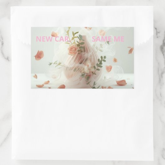 Funny Sticker – NEW CAR, SAME ME 長方形シール (バッグ)